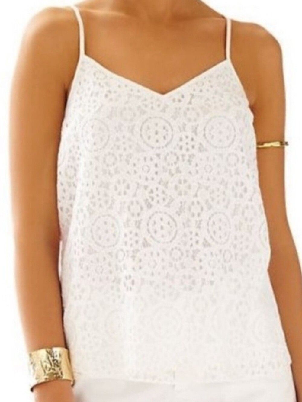 Lilly Pulitzer White Dusk Eyelet Lace Cami Tank Top XXS Cottagecore Coquette